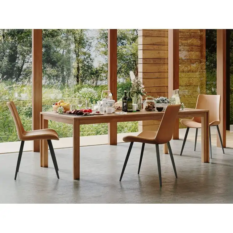 Stateside Suede Leather Covered Dining Chair (Set of 2) - N/A