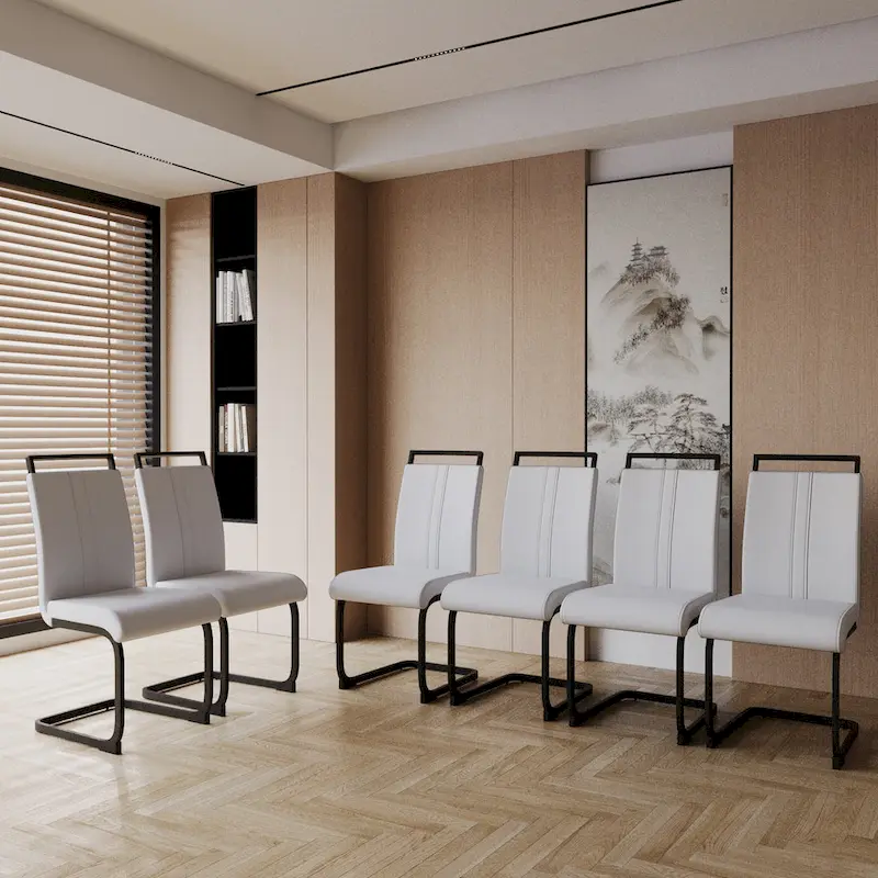 High Back Upholstered Side Chair with C-shaped Tube