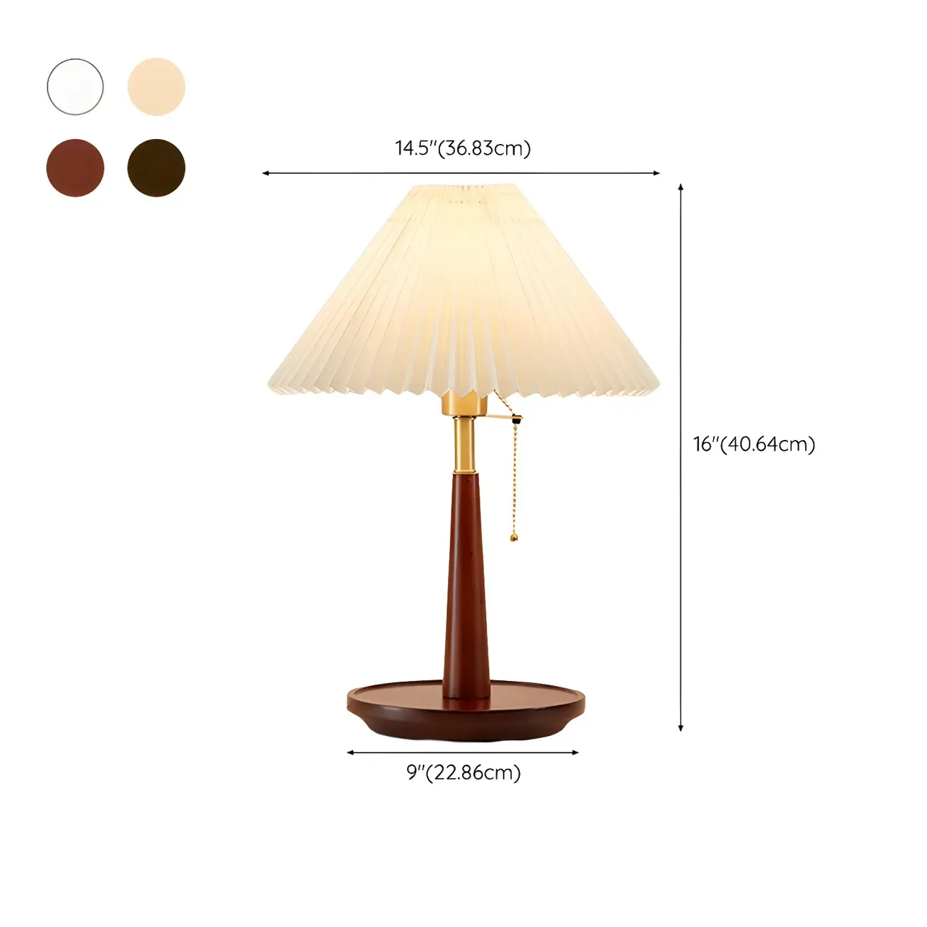Elegant Metal Round Base Cone Fabric Shade Table Lamp