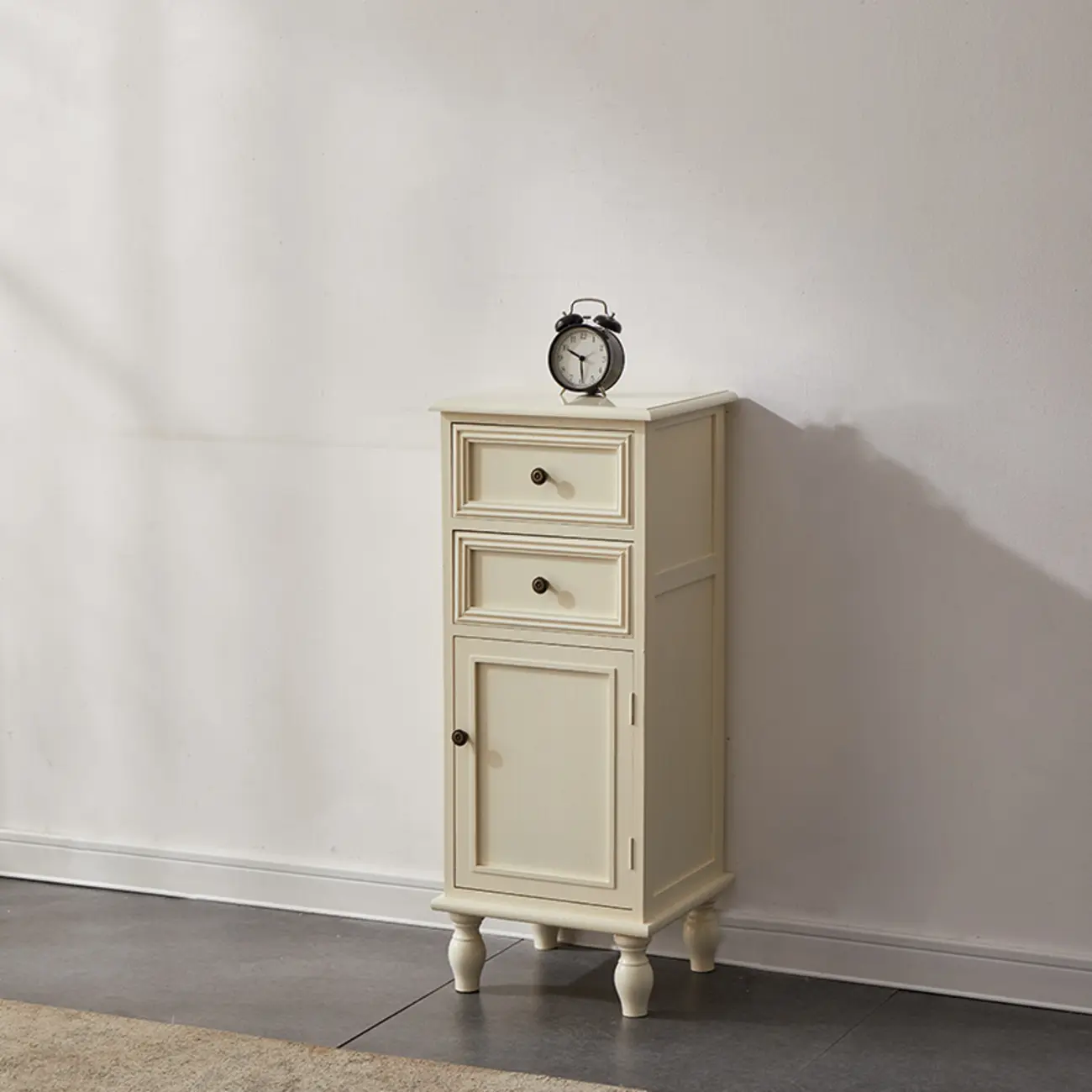 European Wooden Storage Accent Cabinet Glass Door & Drawer