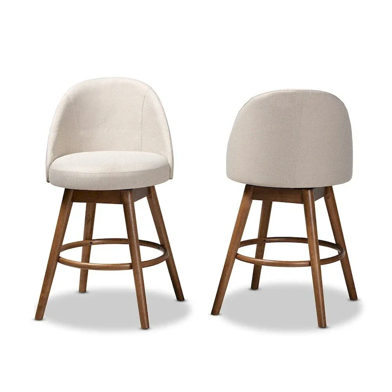 Mid-Century Modern Swivel 2-Piece Counter Stool Set