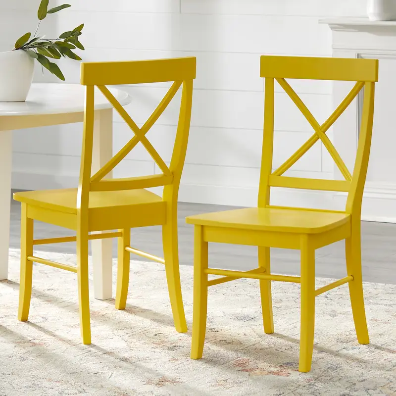Mid-Century Rubberwood Dining Chair with Faux Leather Seat – Chestnut Wire-Brush