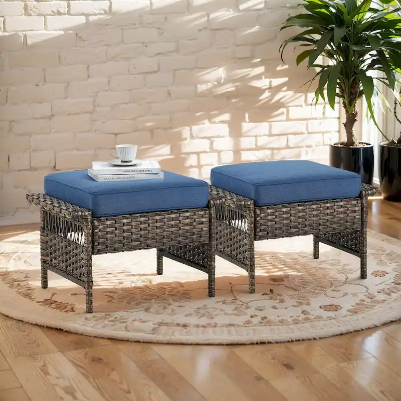 Gymojoy 2PCS Chairs Outdoor Patio Rattan Wicker Dining Chair - Brown