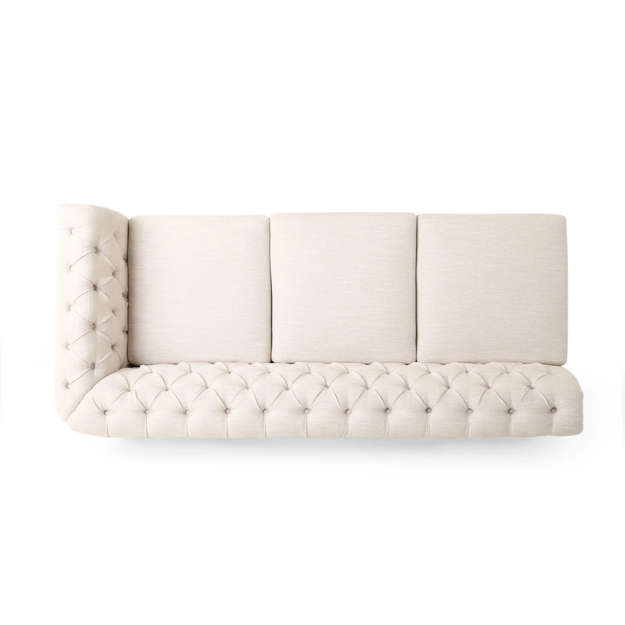 Tufted 7 Seater Sectional Sofa with Nailhead Trim - NH635413