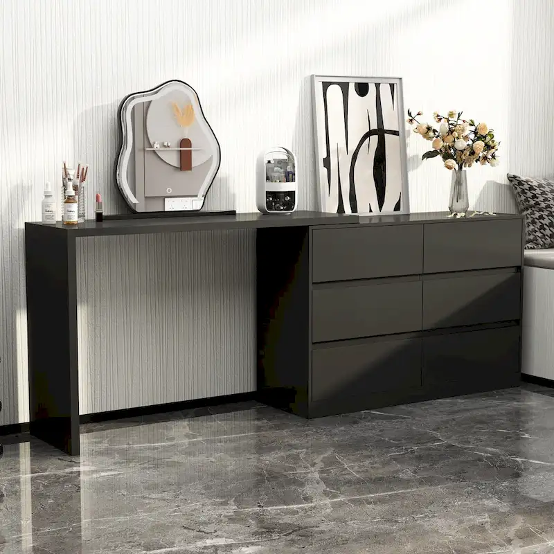 Rotating Makeup Vanity Desk with 6 Drawers