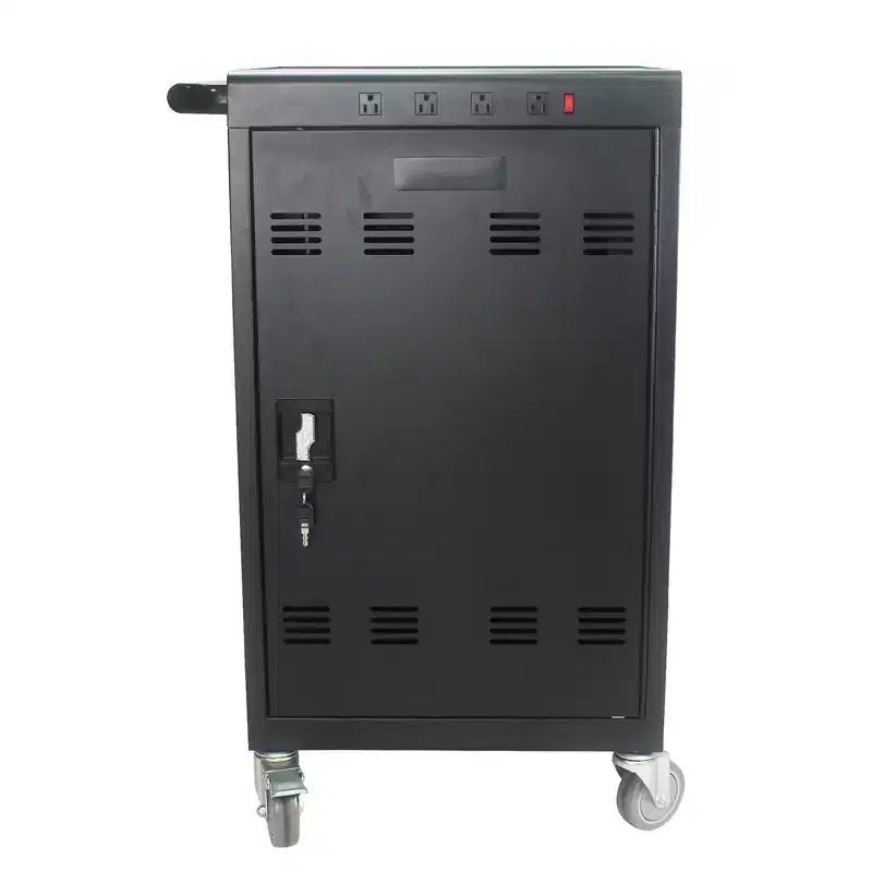 35 Device Mobile Charging Cart Station with Lock Key 2 Locking Caster Steel Construction Laptop and Tablet Storage Cart
