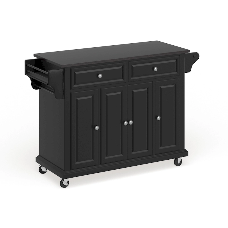 Crosley Black Wood Kitchen Cart/ Island with Solid Black Granite Top - 18d x 51.5w x 36h