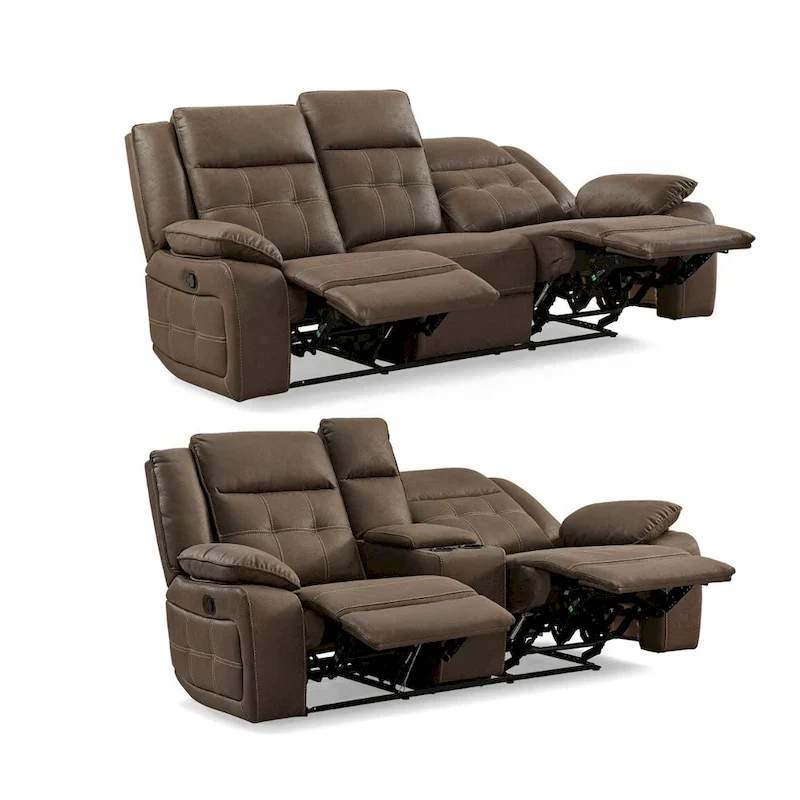 Lesley 2-Piece Living Room Reclining Set, Brown