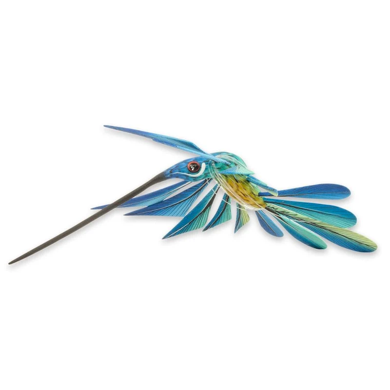 NOVICA Handmade Copal Wood 'Blue Hummingbird' Alebrije Sculpture (Mexico) - 6.25
