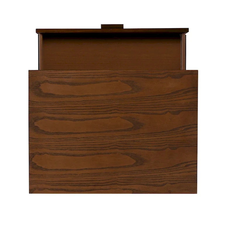 27 Brown One Drawer Nightstand with Bronze Pulls