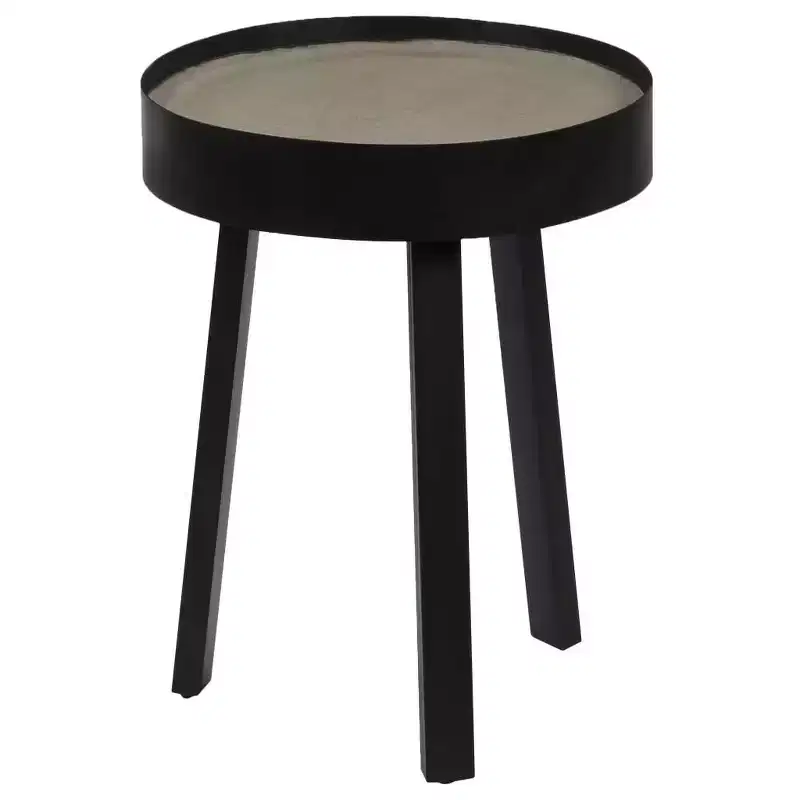 vidaXL Coffee Table Round End Table Living Room Sofa Table with Concrete Top - 15.7 x 21.7