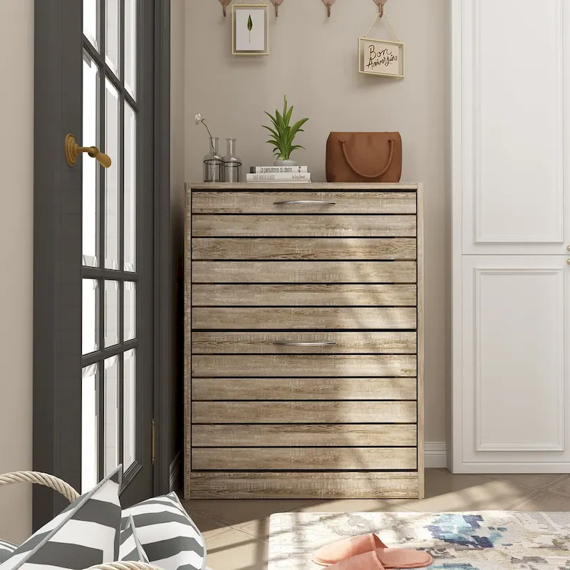 FUFU&GAGA 2 Tiers Shoe Rack Cabinet Shoe Cabinet Space-Saving