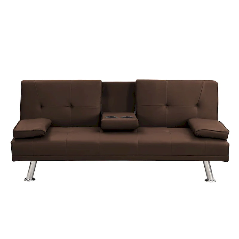 66.1  PVC Loveseat Sofa Bed with Wood Frame and Stainless Legs