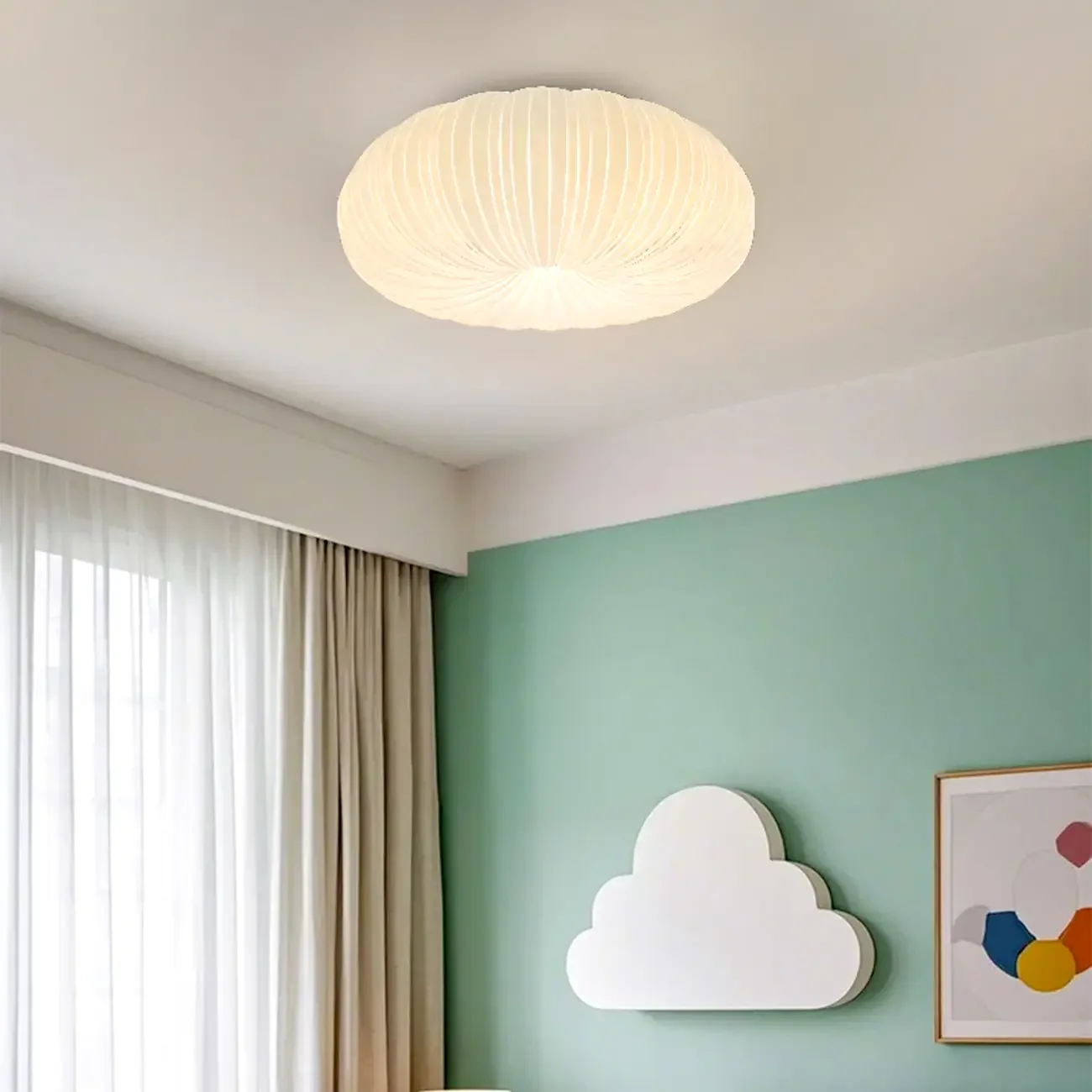 Modern Circle-shaped Flush Ceiling Light With Resin Shade