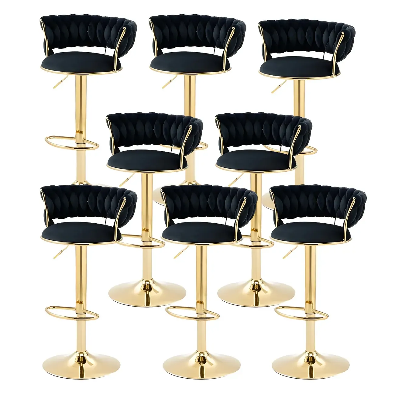 Gold Base Low Back Adjustable Swivel Bar Stool