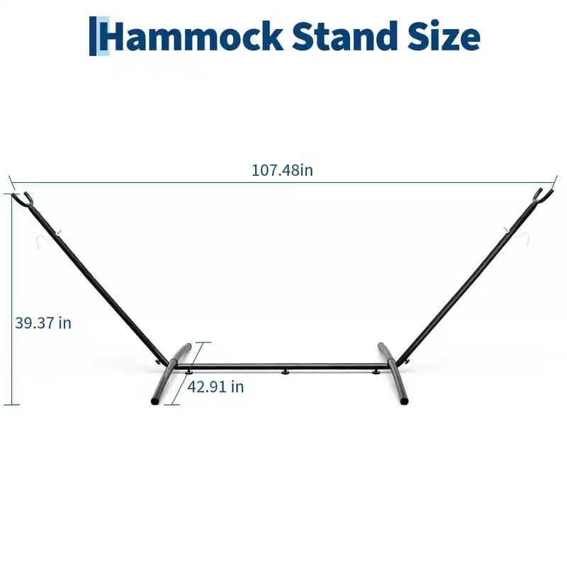 GustoWave 9FT Hammock Stand with Carrying Bag, Heavy Duty Adjustable Steel Hammock, 450-Pound Capacity, Black
