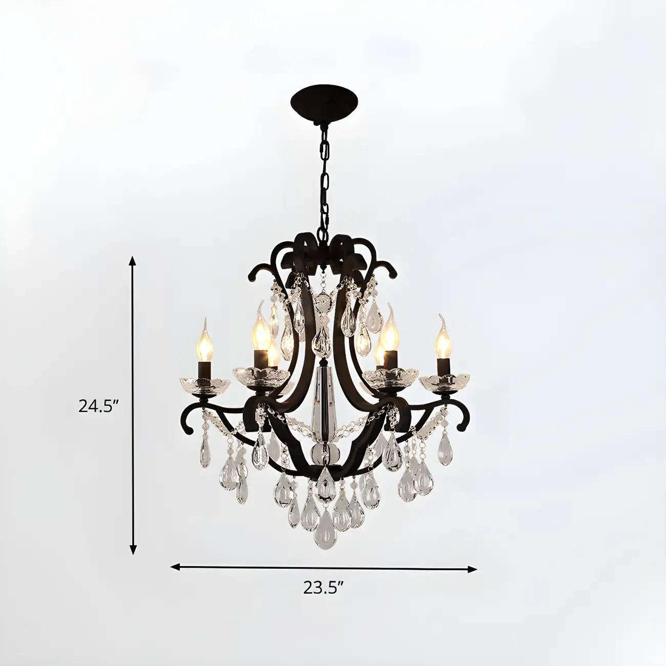 Traditional Black Crystal Candlestick Chandelier