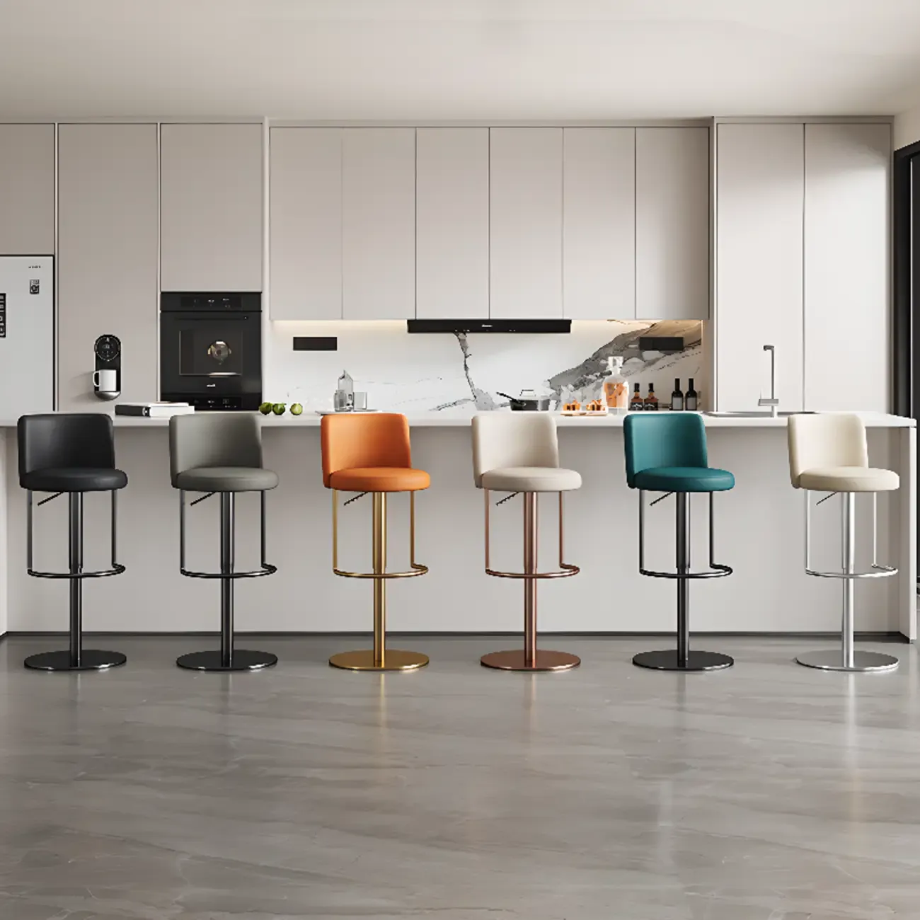 Modern Stainless Steel Swivel Bar Stool Adjustable Height