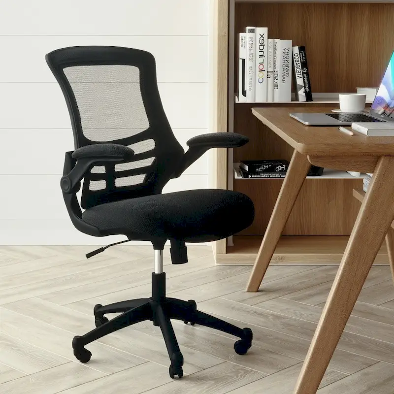 Mid-Back Mesh Swivel Ergonomic Task Office Chair with Flip-Up Arms