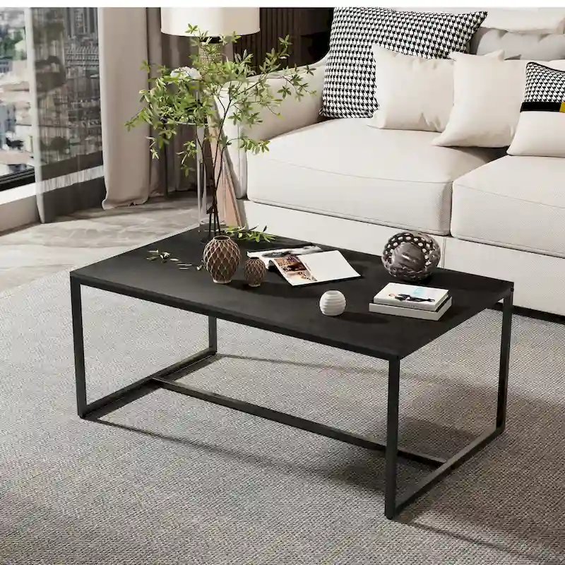 Frame Coffee Table Rectangular Cocktail Table Marble Metal Sofa Table