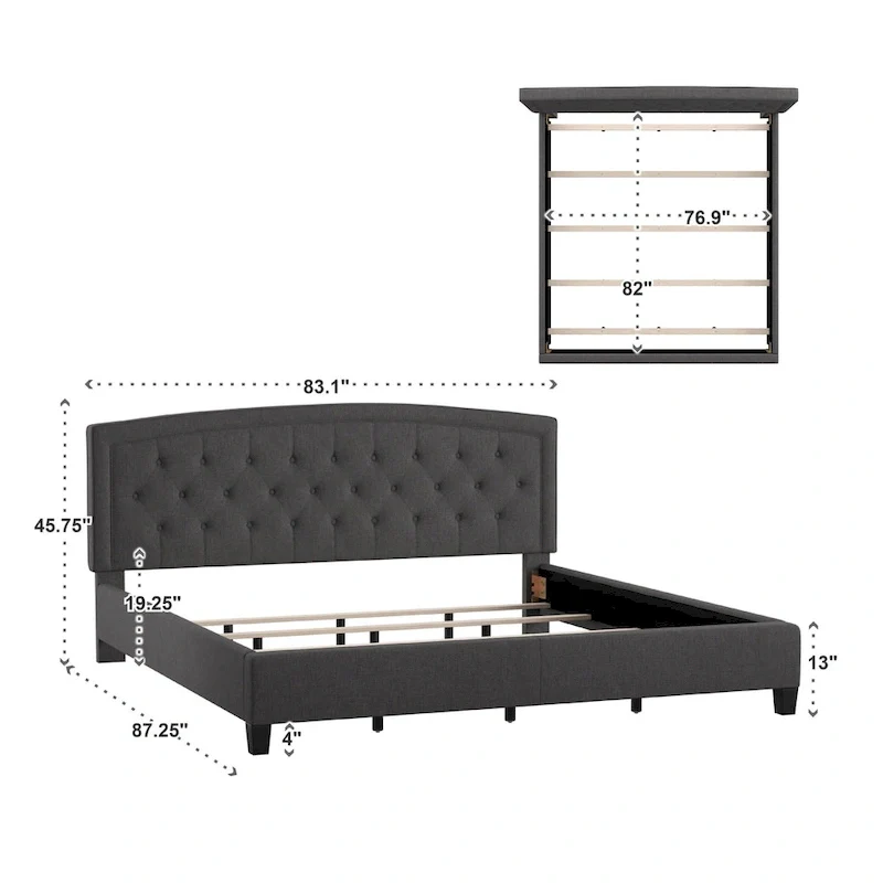 Fontana Adjustable Diamond-tufted Arched Back Bed by