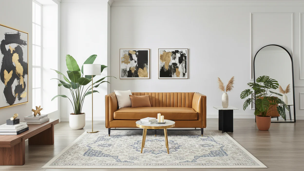 Tan Vegan Leather Channel Tufted Loveseat – Seats 2