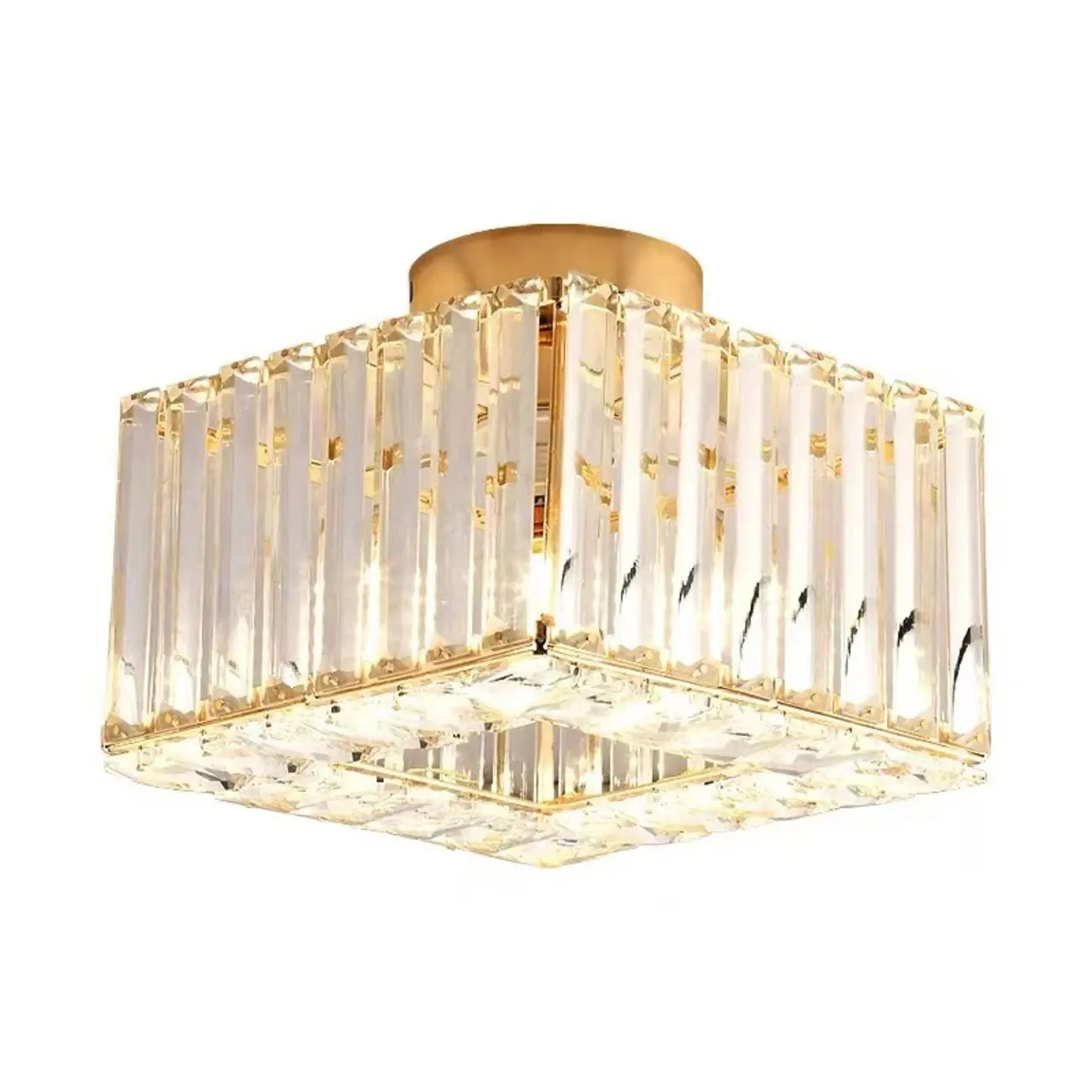 Stylish Square Crystal Semi-Flush LED Ceiling Light