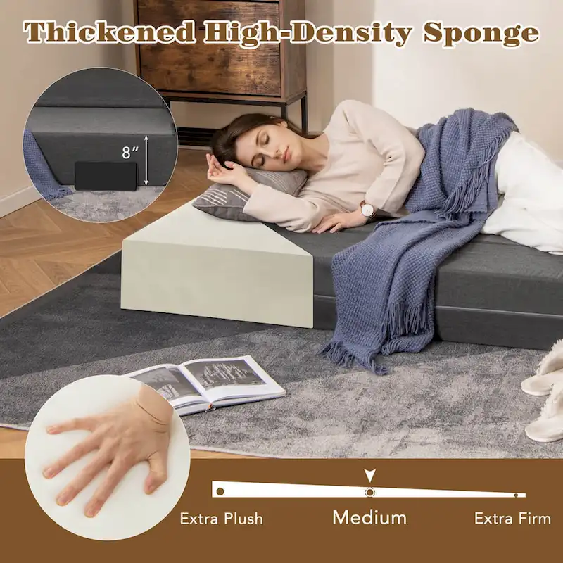 Costway 8-Inch Folding Sofa Bed with High-density Foam & Washable