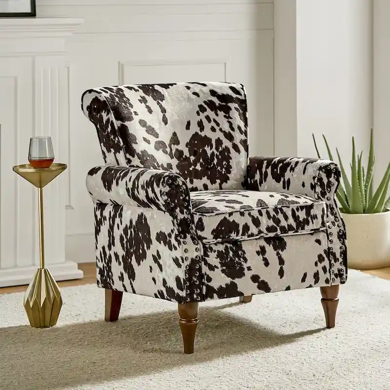 Nyctelius Traditional Polyester Accent Chair with Rolled Arms and Nailhead Trim by HULALA HOME
