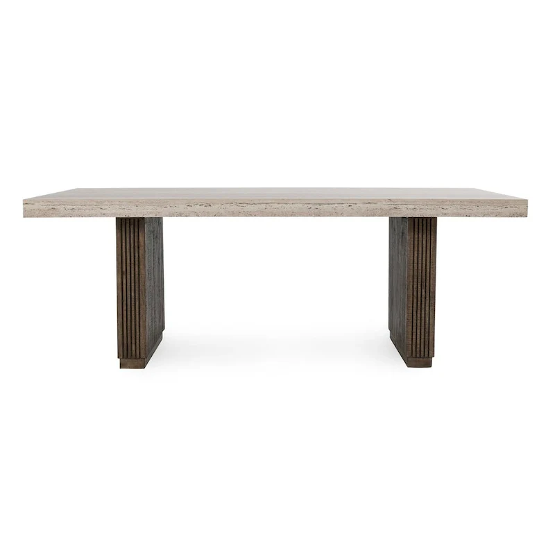 Ollie 82 Travertine Laminate Dining Table in Brown by Kosas Home