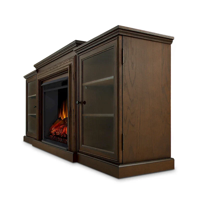 Frederick 72 Electric TV Stand Fireplace in Chestnut Oak by Real Flame - 72L x 15.5W x 30.1H