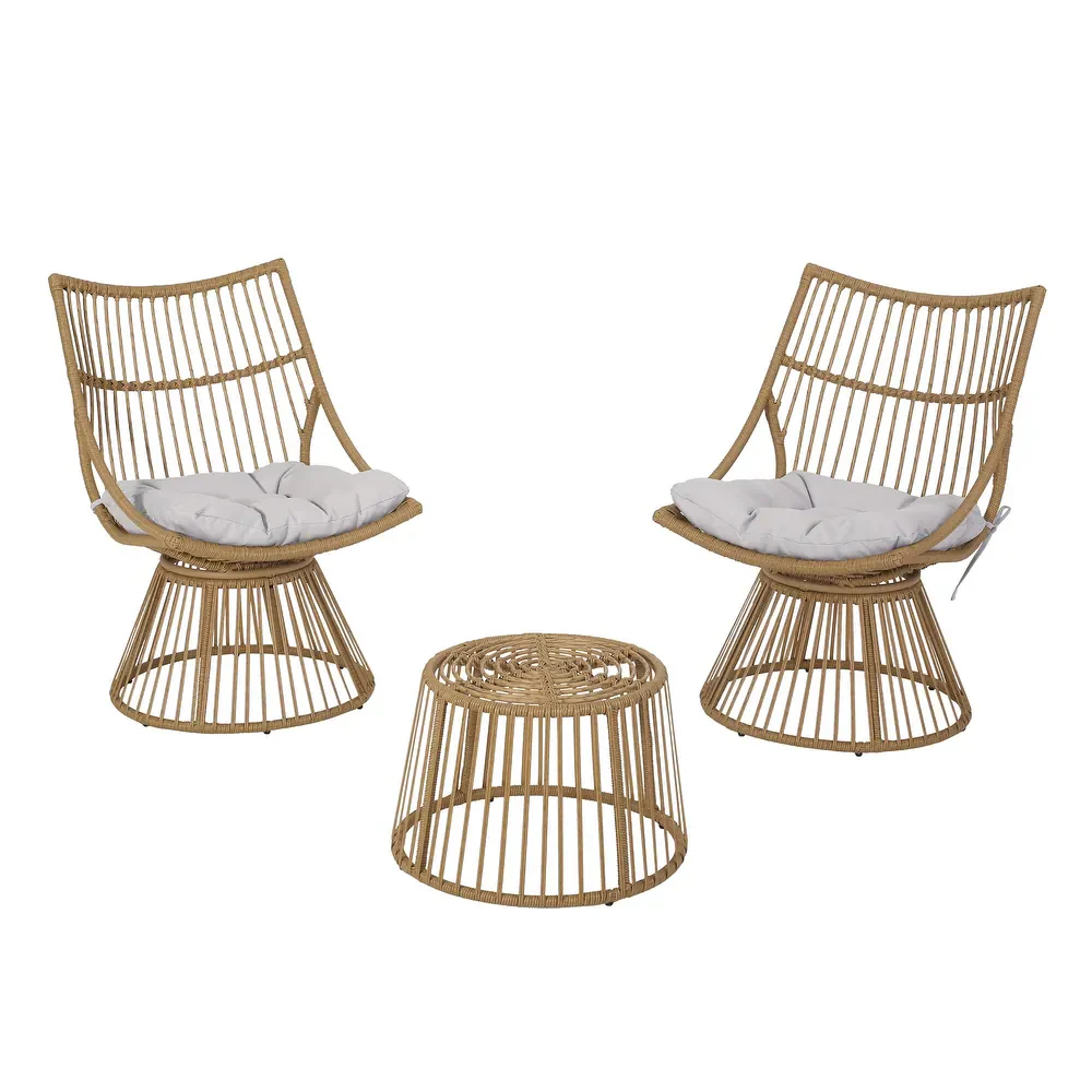 Walker Edison | Retro Wicker Outdoor Chat Set