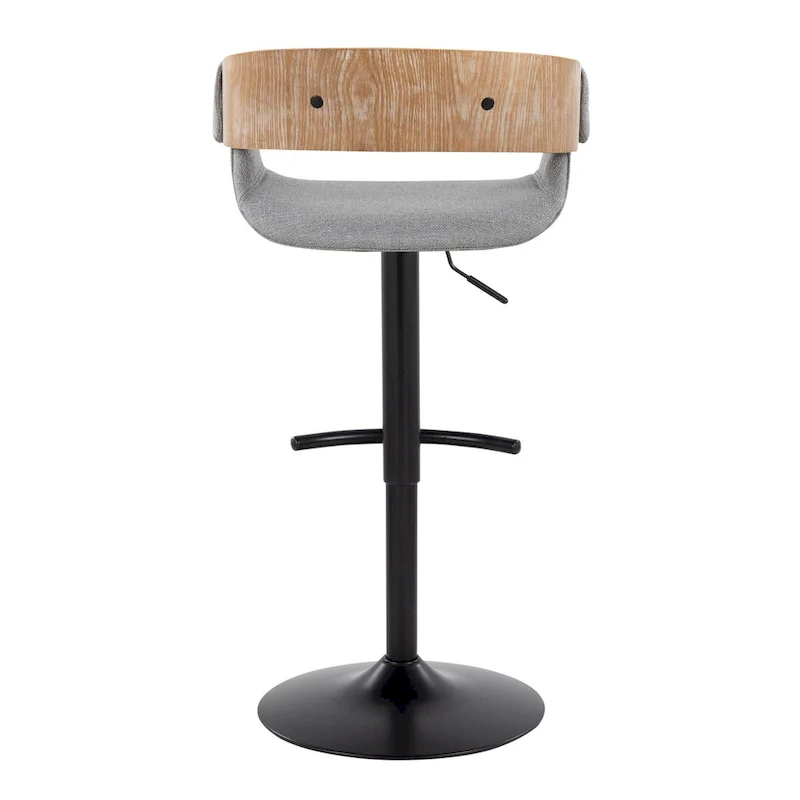 Adjustable Swivel Bar Stool - Grey/Cream Fabric - Single Seat