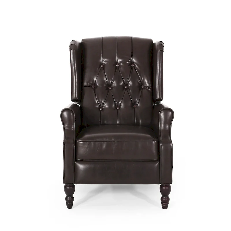 Brown Faux Leather Pushback Recliner Club Chair for 1