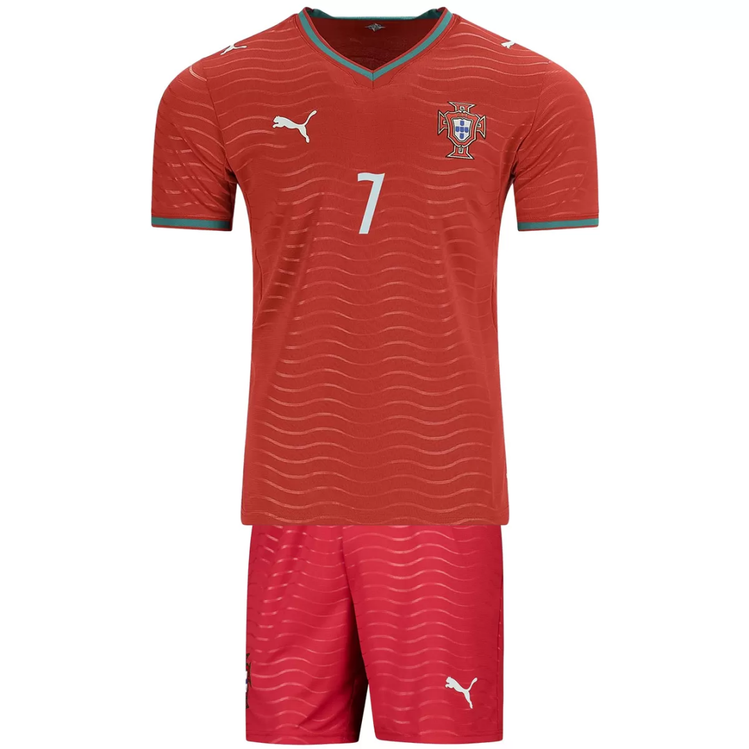 RONALDO #7 Kid's Portugal Home Jersey Kit World Cup 2026