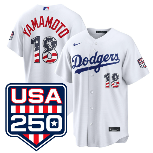 Yoshinobu Yamamoto Los Angeles Dodgers USA 250 Fourth of July Home Jersey