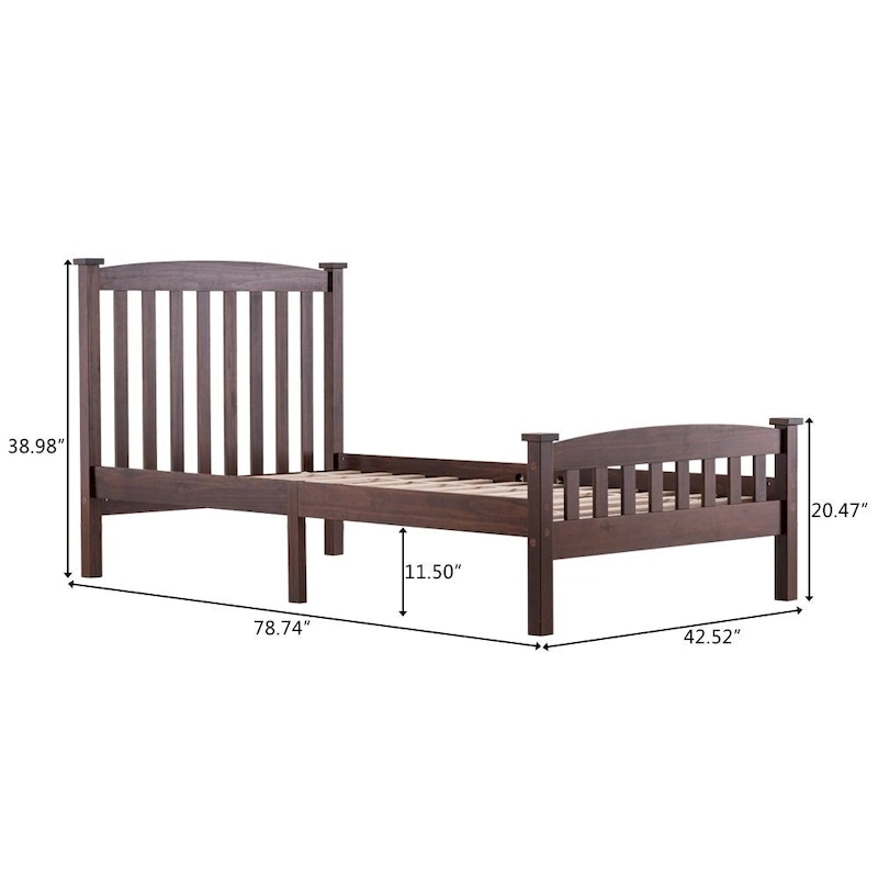 Classic Panel Bed Vertical Strip with Headboard Brown Twin/Full/Queen