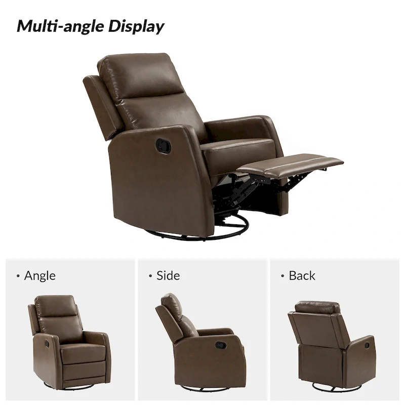 Modern Faux Leather Manual Rocking Swivel Recliner with Wingback