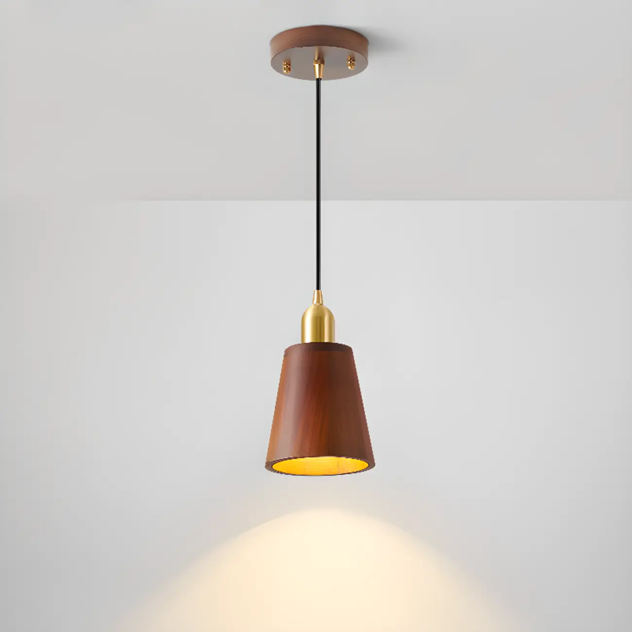 Solid Wood Walnut Cylinder Cord Pendant Light