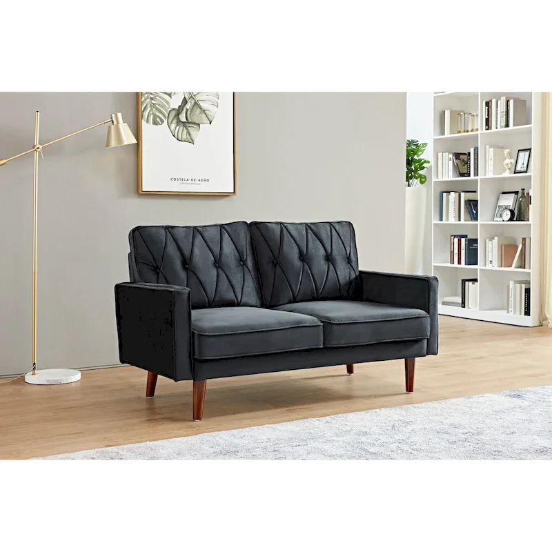 Feemster 57.5 Wide Velvet Tufted Cushion Back Loveseat