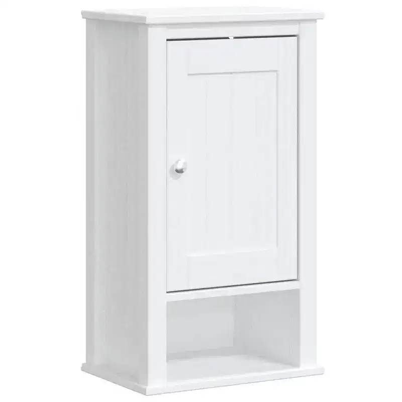 vidaXL Bathroom Wall Cabinet, Wall Mounted Medicine Cabinet with Doors, Storage Cabinet for Bathroom Laundry Room, Berg White Solid Wood Pine