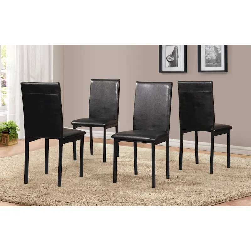 Faux Leather Seat Metal Frame Dining Chairs, Set of 4
