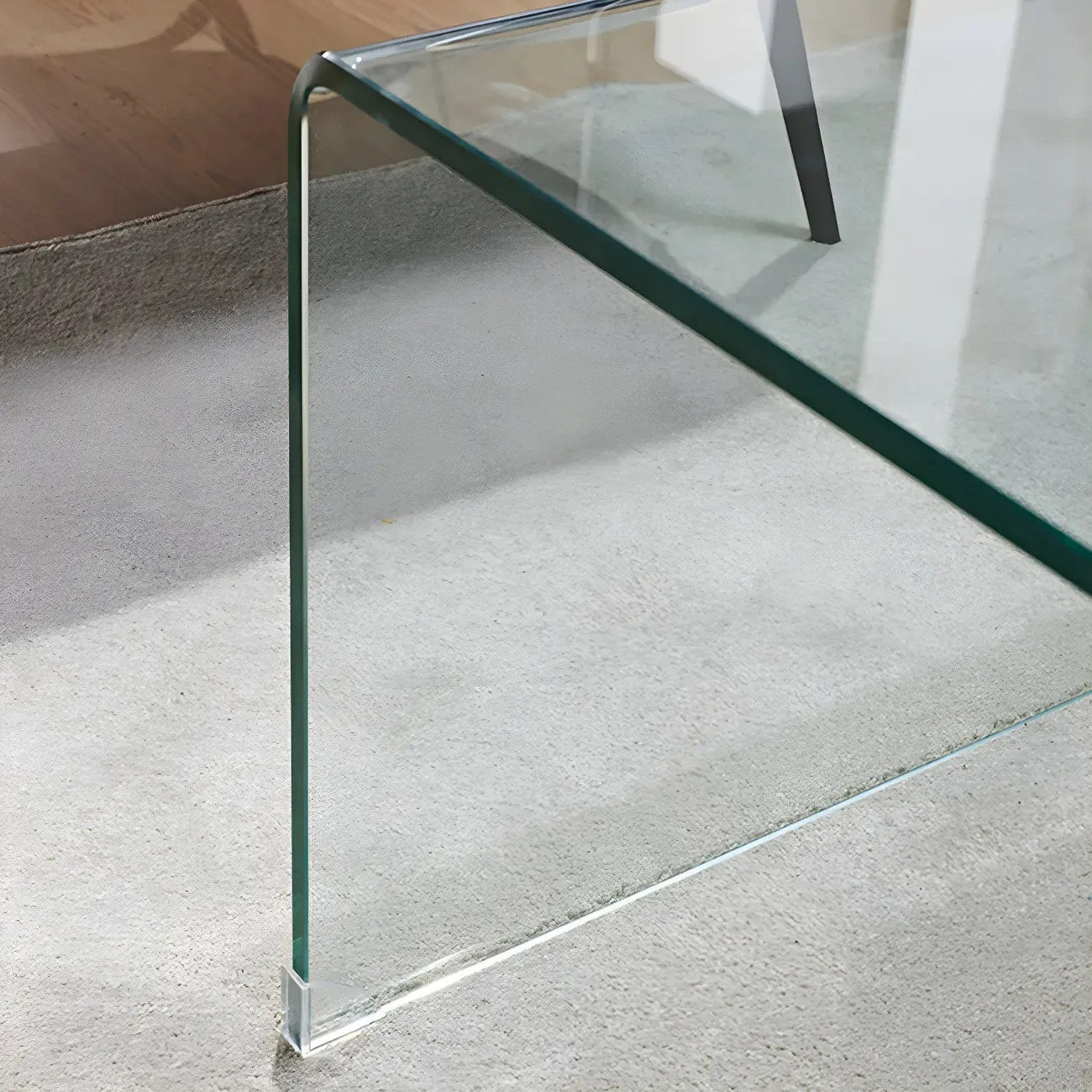 Stylish Clear Glass Nightstand with Open Shelf