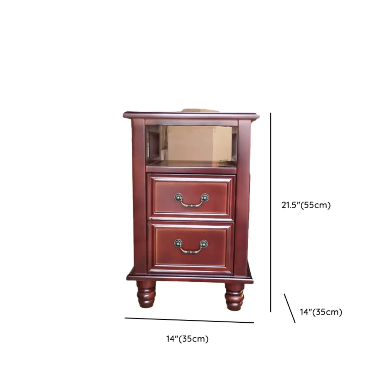French Small 3-Tier Nightstand with Bronze Handles