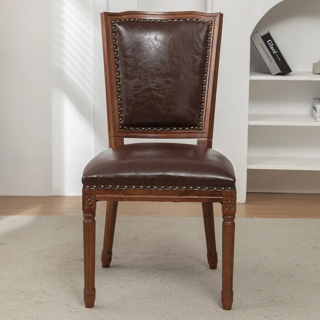 Mid Century Modern Solid Back Armless Wooden Dining Chairs