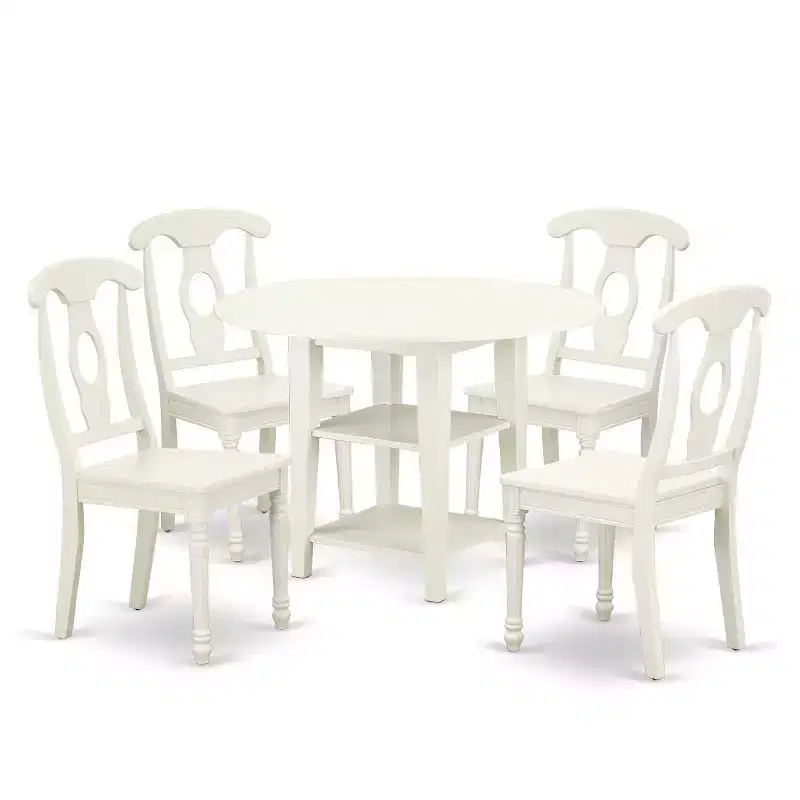 Victorian Dining Set 5Pc Round Table & 4 Chairs 20-42 Inch Extendable