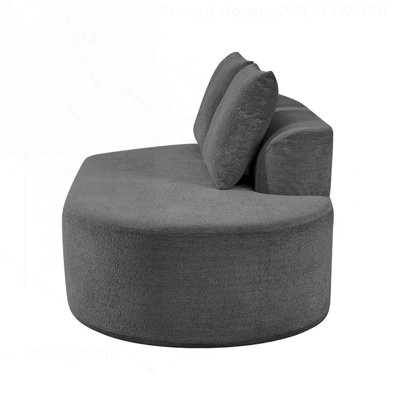 Modern Curved Sectional Sofa with Pearl Upholstery, High-Density Foam, 5-Seater for Living Room