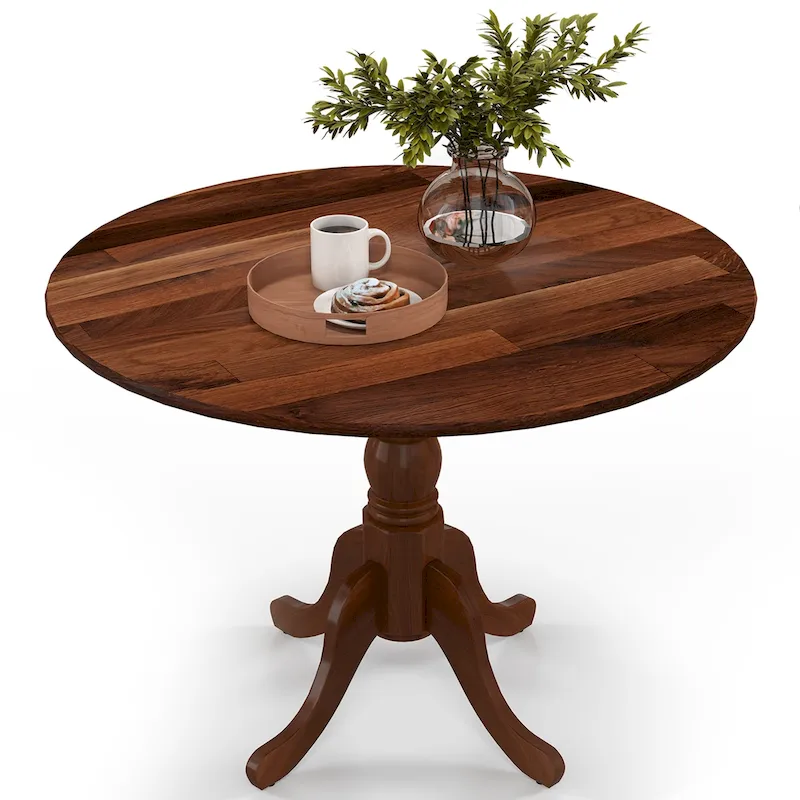 Costway Rustic Dining Table Wooden Dining Table with Round Tabletop & - See Details