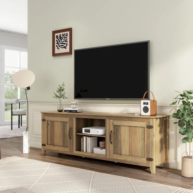 Wood Storage Cabinet Media Console for TVs up to 80
