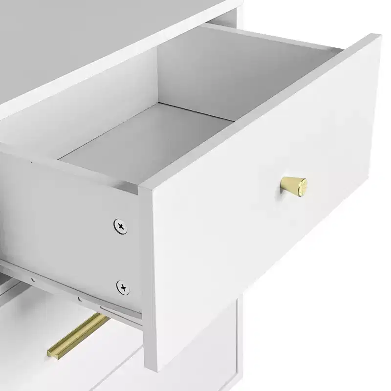7-Drawer Dresser with Gold Handles Metal Legs - Stylish Storage Cabinet for Bedroom, Living Room, Organizer for Clothes, Makeup Personal Items